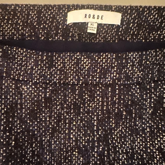 Anthropologie RO & DE Blue Tweed Audrey Midi Trumpet Skirt High Low Women’s XL - Picture 3 of 4
